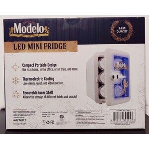 MODELO LED Beer Mini Fridge 5L 9-Can Mini Fridge, White NEW
